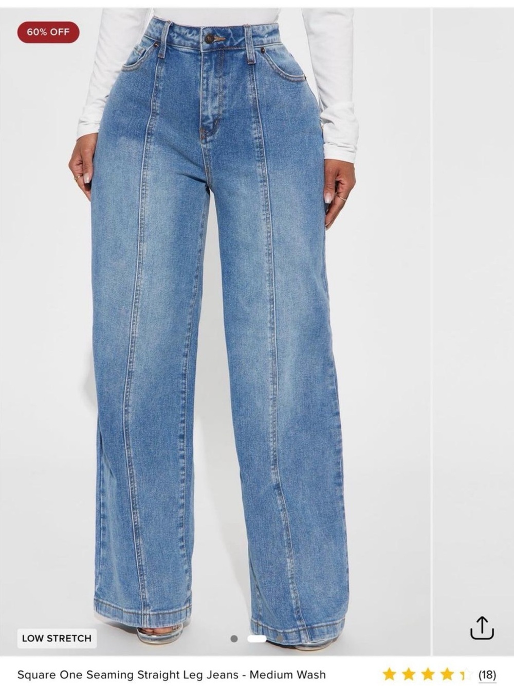 Fashion Nova Medium Wash Wide-Leg Seamed Jeans